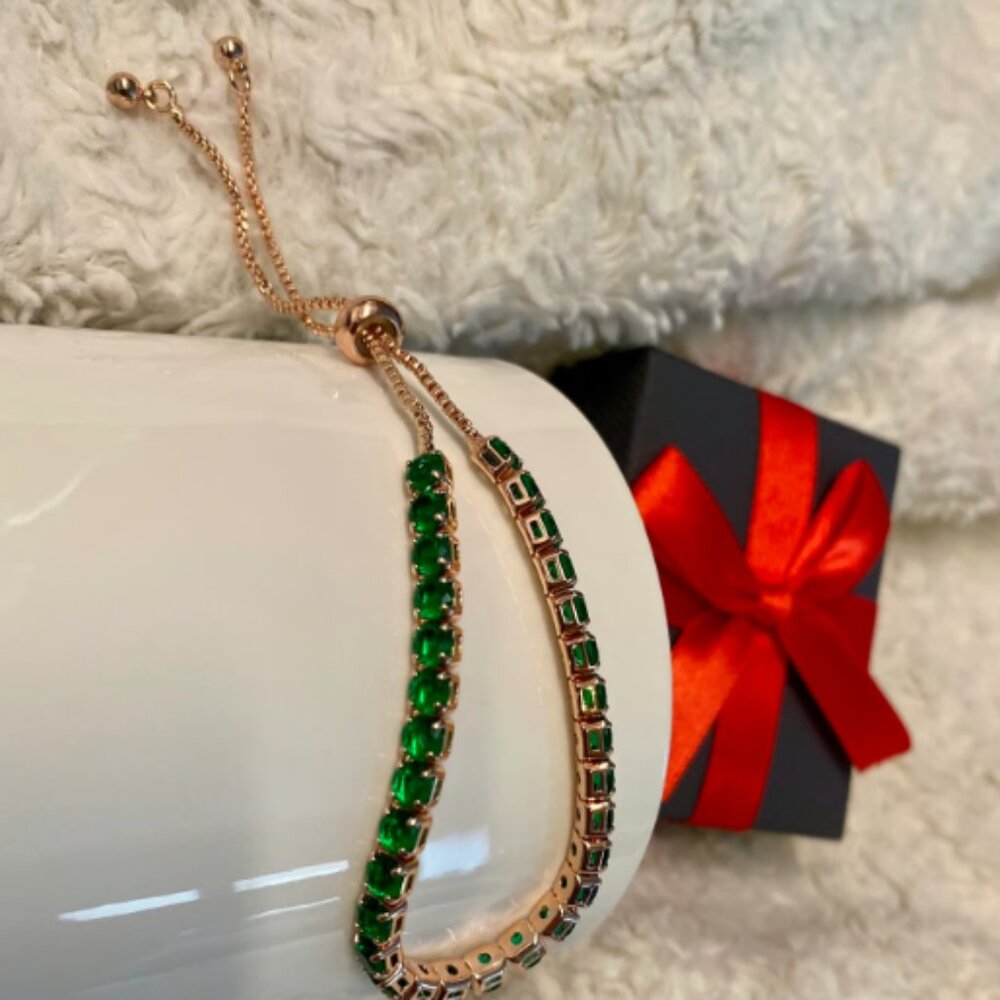 Sparkling adjustable bracelet, Green, with Gift Box